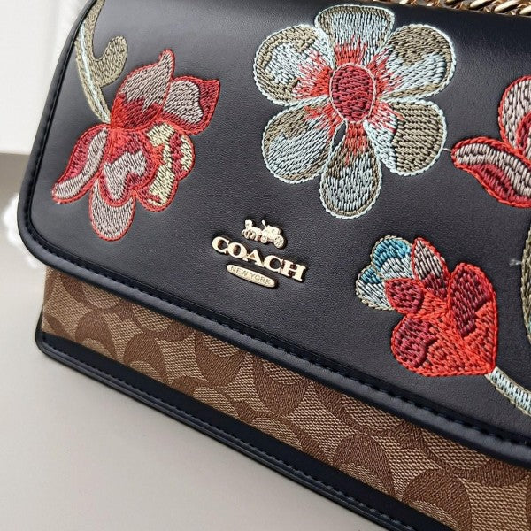 Klare Floral Signature Crossbody Bag With OG Box & Dust Bag (Floral Black - 380)