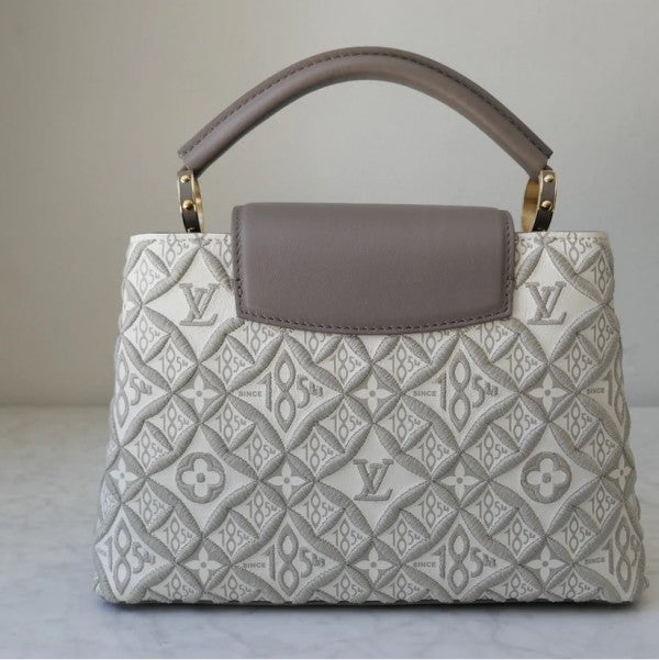 Capucines Premium Quality Leather Bag With OG Box & Dust Bag & Extra Shoulder Strap (White - 300)