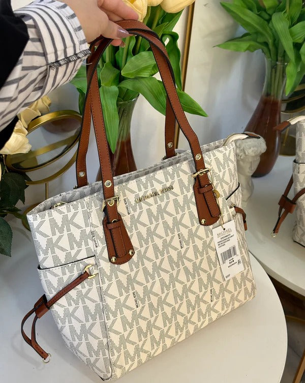 Voyager Tote Bag With Side Pocket & Dust Bag (White - 972)