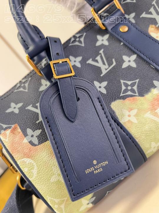 Keepall Bandouliere Monogram Travel Speedy With OG Magnetic Box & Dust Bag (Blue Multi - 960)