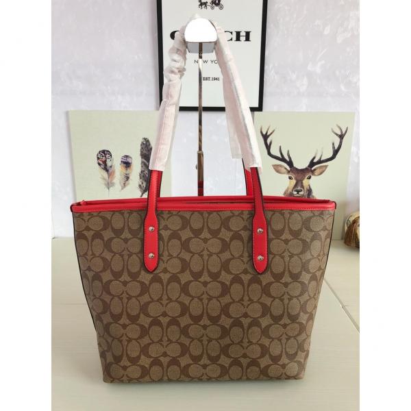 Signature City Tote Bag With OG Box & Dust Bag (Apricot Red - 810)