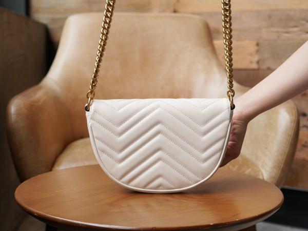 Marmont Moon Premium Shoulder Bag With OG Box & Premium Dust Bag & Carry Bag (White - 905)