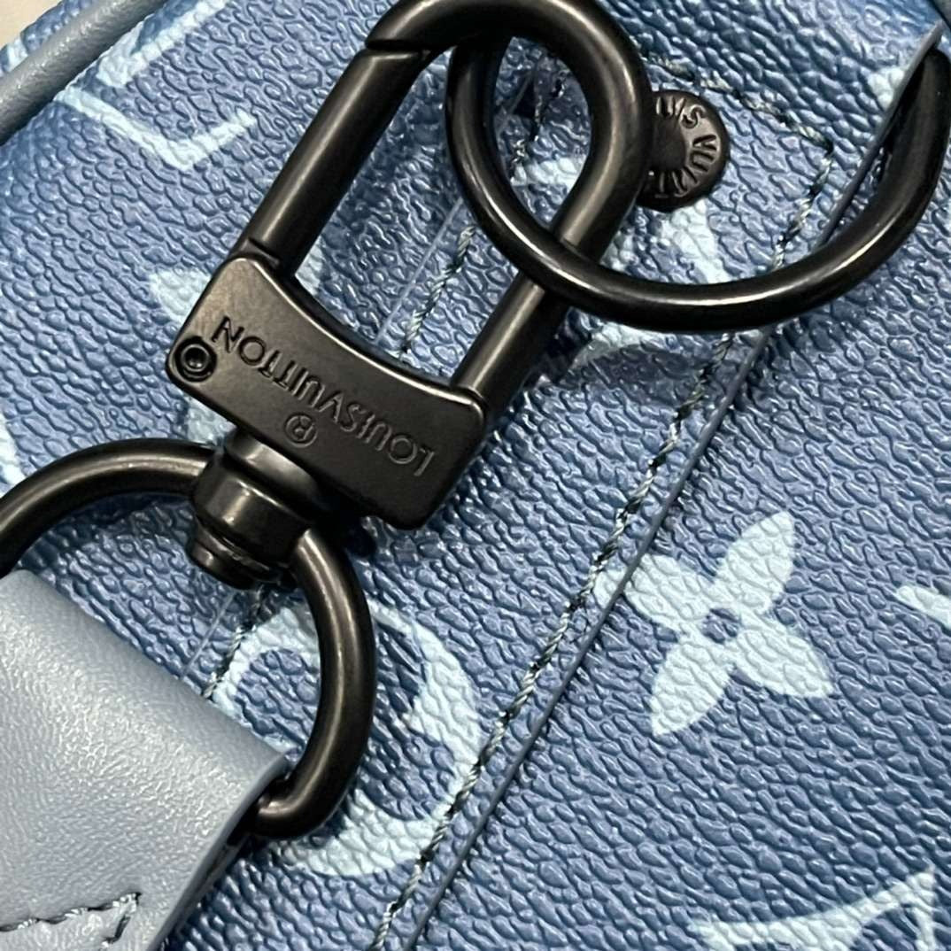 Keepall Bandouliere Monogram Travel Speedy With OG Magnetic Box & Dust Bag & Extra Pouch (Blue Mono - 961)