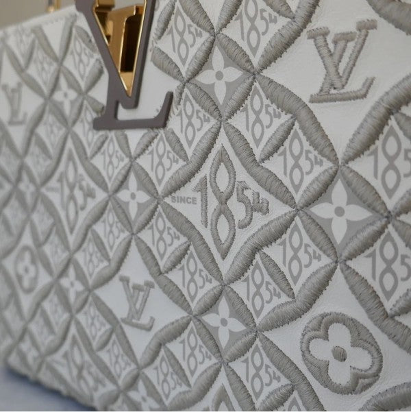 Capucines Premium Quality Leather Bag With OG Box & Dust Bag & Extra Shoulder Strap (White - 300)