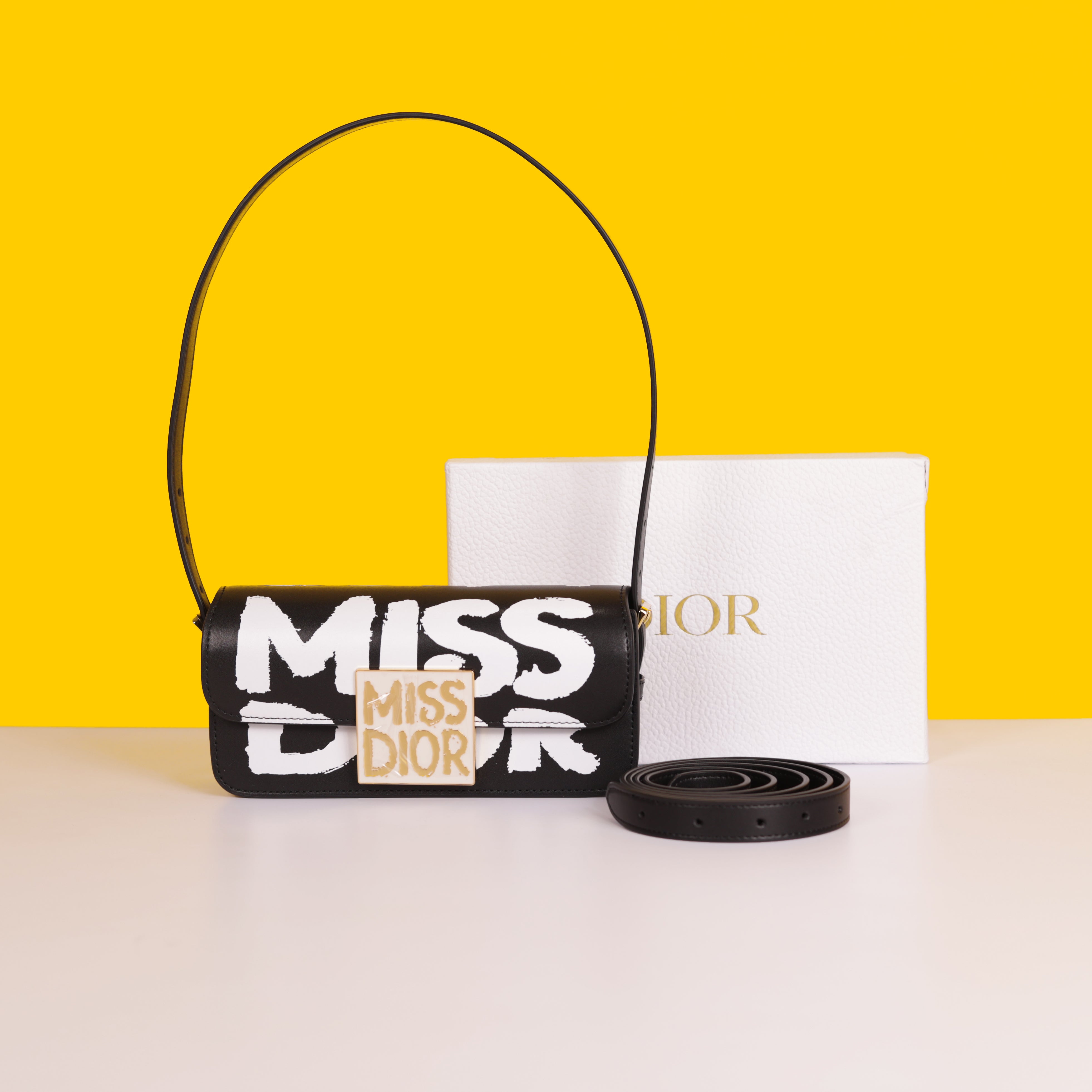 Miss D 2025 Flap Premium Superior Quality Sling Bag With OG Box & Dust Bag (Black - 1017)