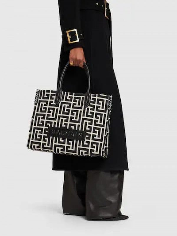 B Army 42 Monogrammed Leather Tote Bag With Dust Bag (Black - 590)