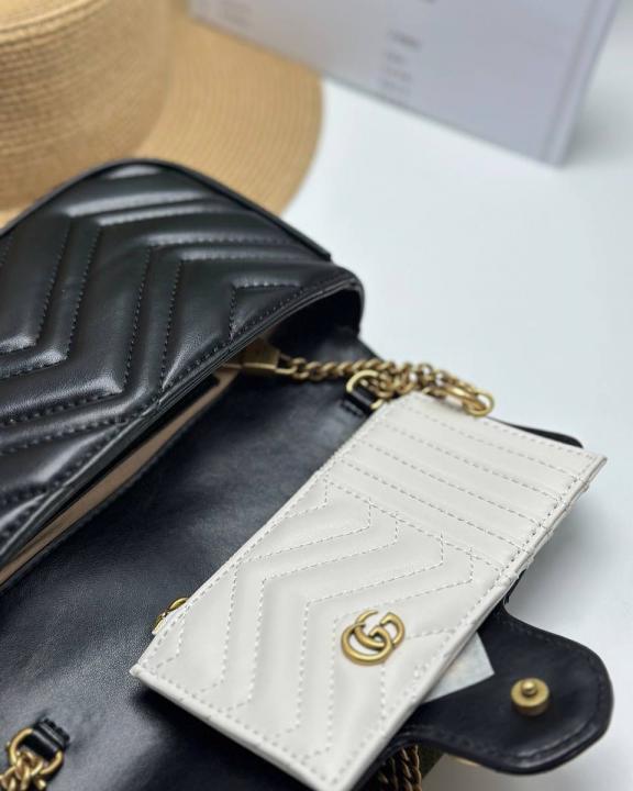Marmont With Pouch Premium Shoulder Bag With OG Box & Premium Dust Bag & Carry Bag (Black - 877)