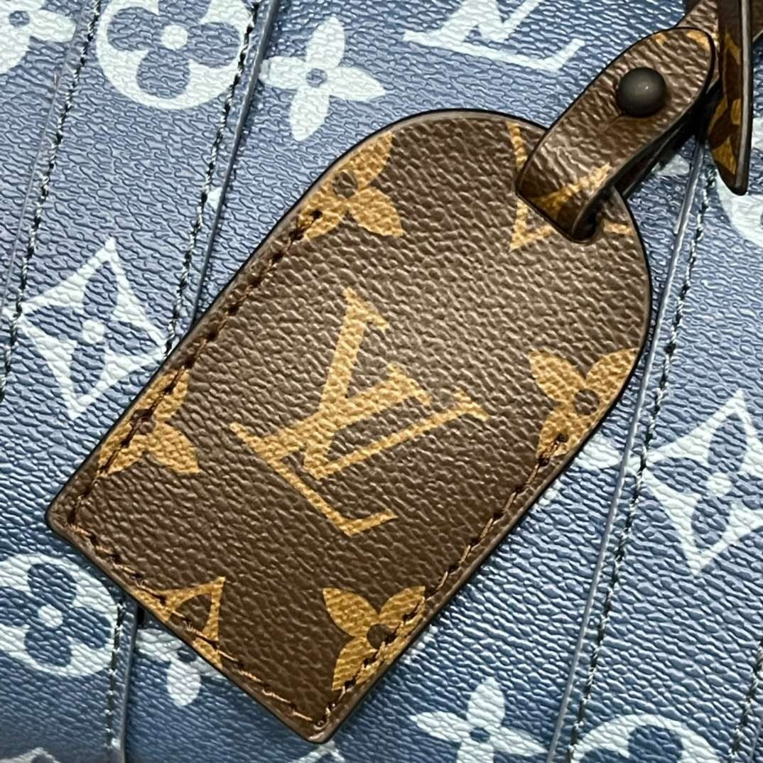 Keepall Bandouliere Monogram Travel Speedy With OG Magnetic Box & Dust Bag & Extra Pouch (Blue Mono - 961)