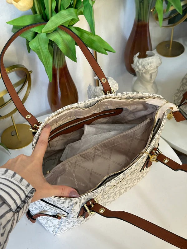 Voyager Tote Bag With Side Pocket & Dust Bag (White - 972)