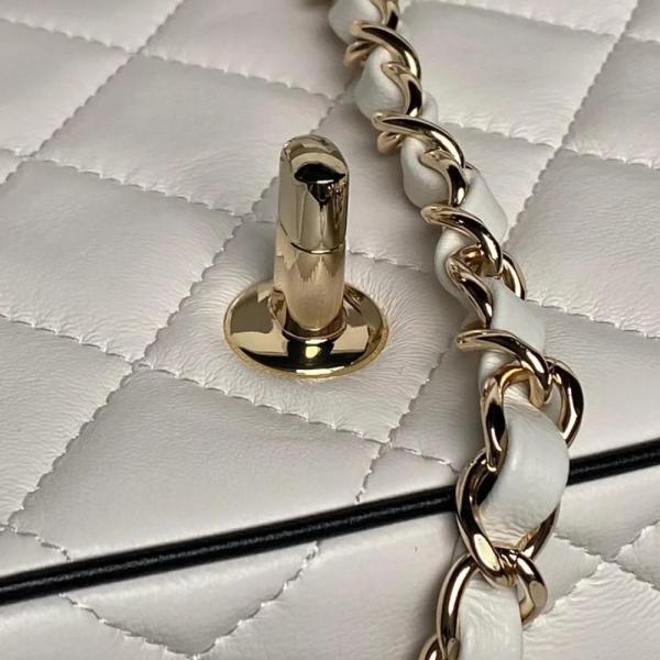 Pearl Classic Panda Flap Shoulder Bag With OG Box & Dust Bag (White - 1202)