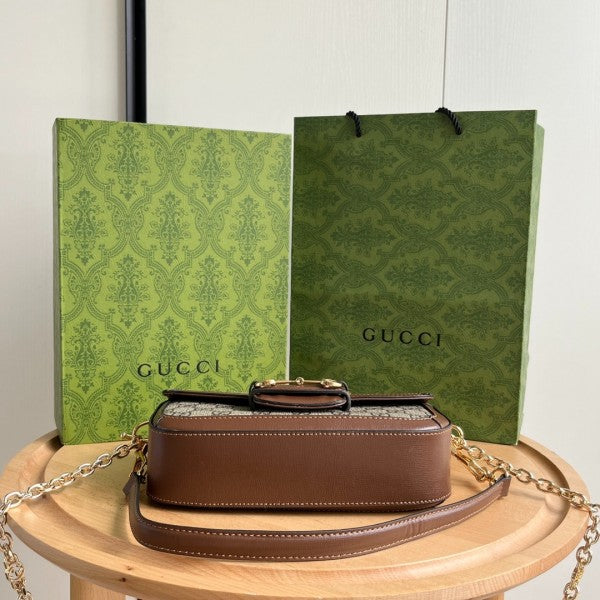 Horsebit 1955 Monogram Crossbody Shoulder Bag With OG Box & Dust Bag (Brown - 987)