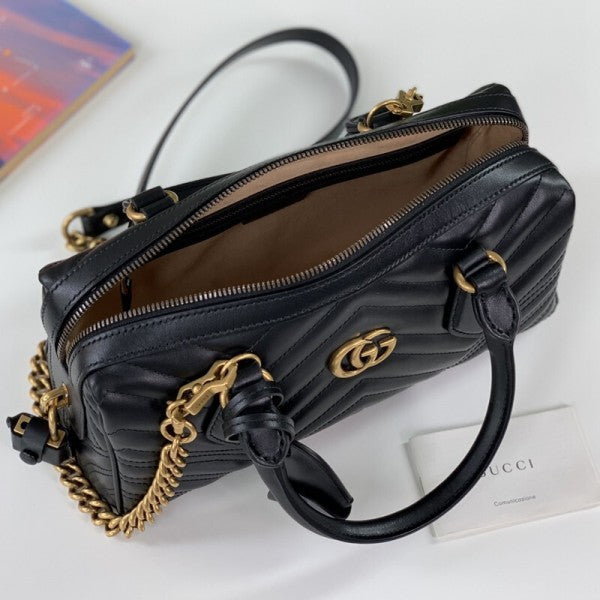 Marmont Top Handle Speedy Premium Bag With OG Box & Dust Bag & Carry Bag & Accessories (Black - 902)