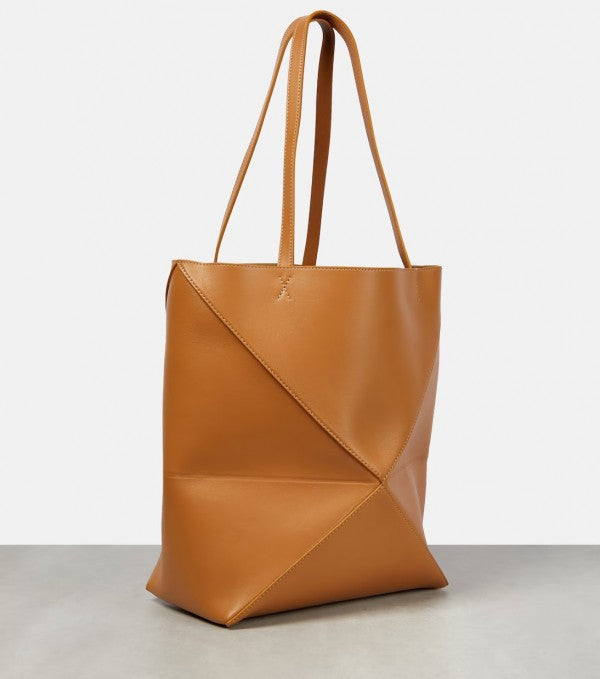 Limited Edition Puzzle Fold Tote Bag With OG Box & Dust Bag (Brown - 698)
