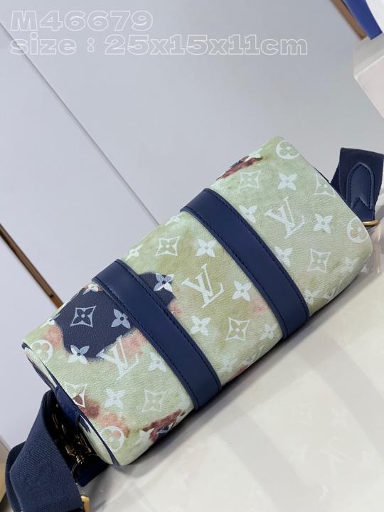 Keepall Bandouliere Monogram Travel Speedy With OG Magnetic Box & Dust Bag (Blue Multi - 960)