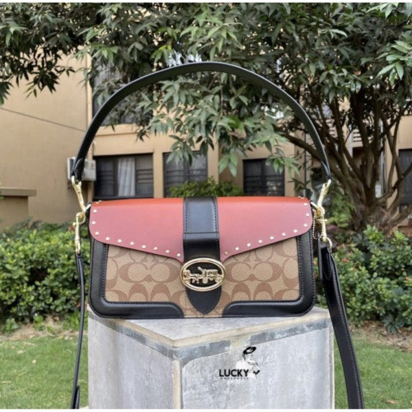 Georgie Signature Shoulder Bag With OG Box & Dust Bag (Red - 132)