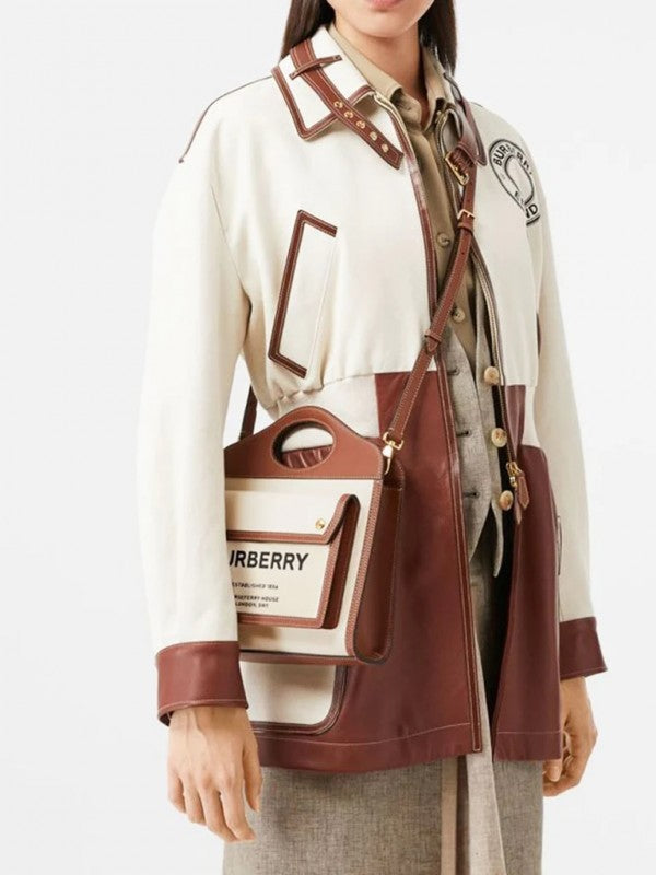 BB Two Tone Canvas and Leather Pocket Premium Quality Bag With OG Box & Dust Bag 228