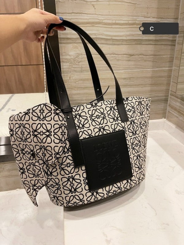 Elephant Anagram Premium Edition Basket Tote Bag With Dust Bag (Black - 700)