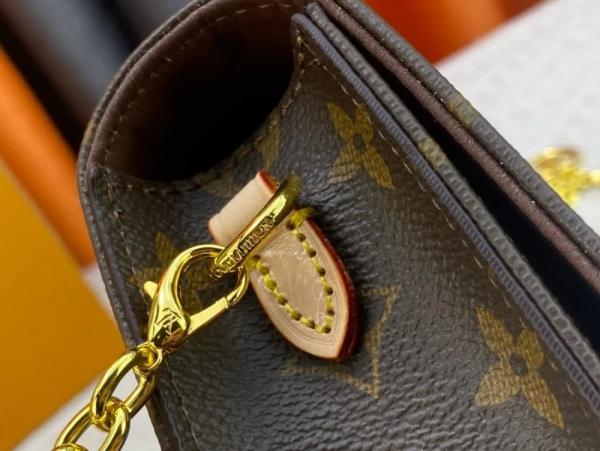 Lily Chain Monogram Premium Handbag With OG Box & Dust Bag (Brown - 1181)