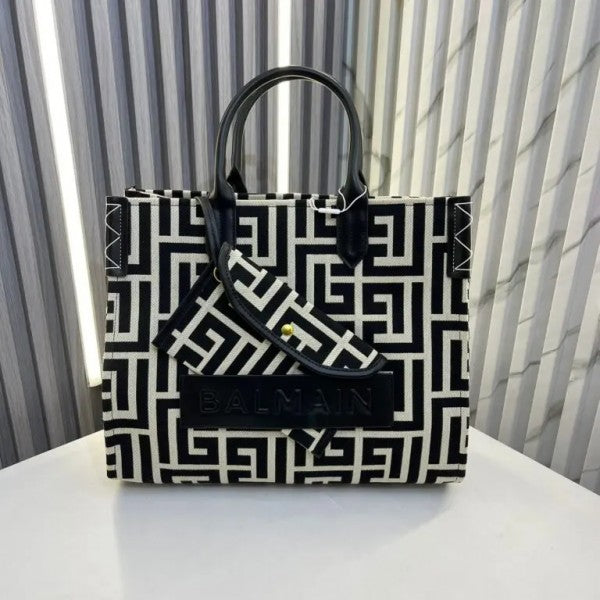 B Army 42 Monogrammed Leather Tote Bag With Dust Bag (Black - 590)