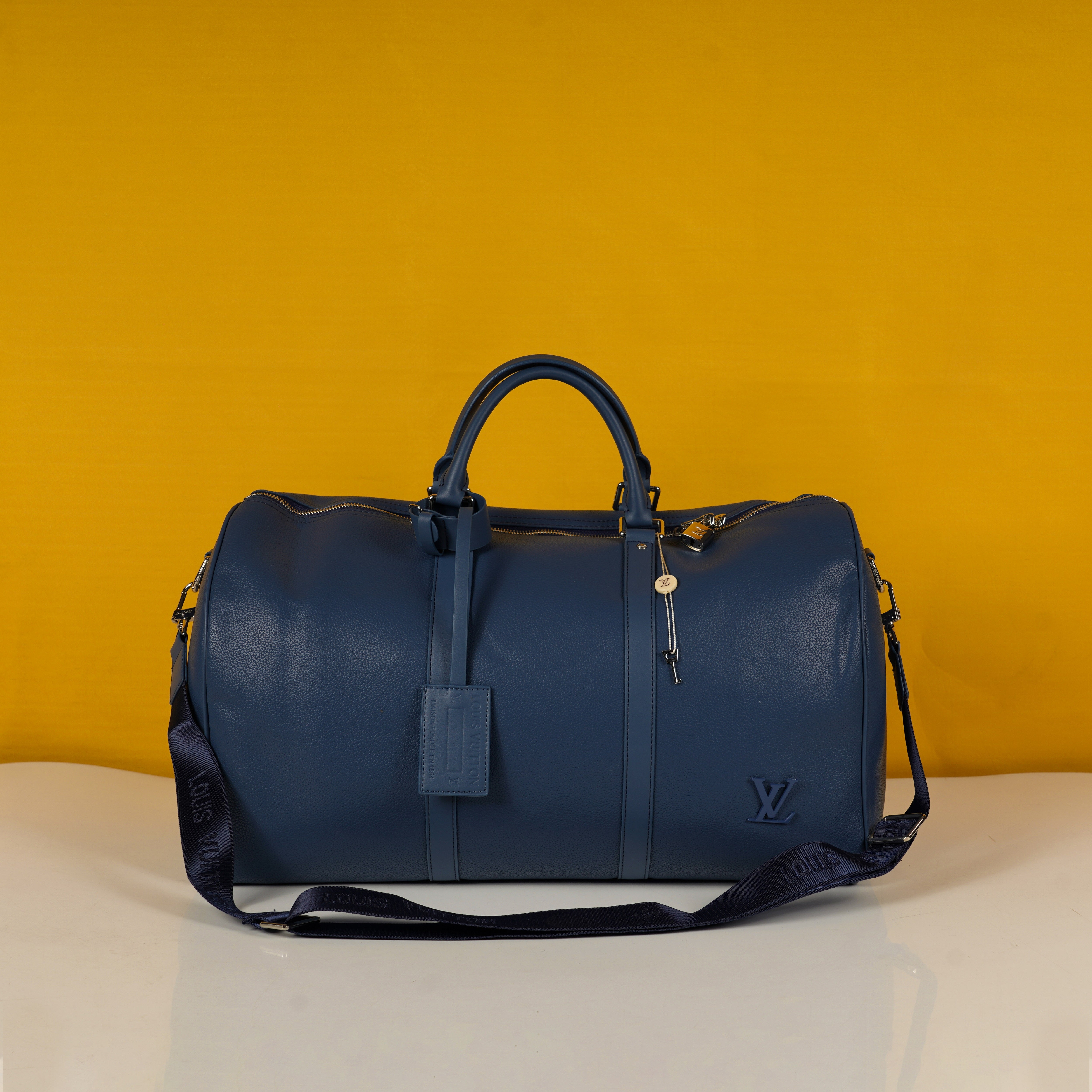 Keepall Bandoulire Premium Unisex Duffle Bag With Dust Bag & Accessories (Blue - 687)