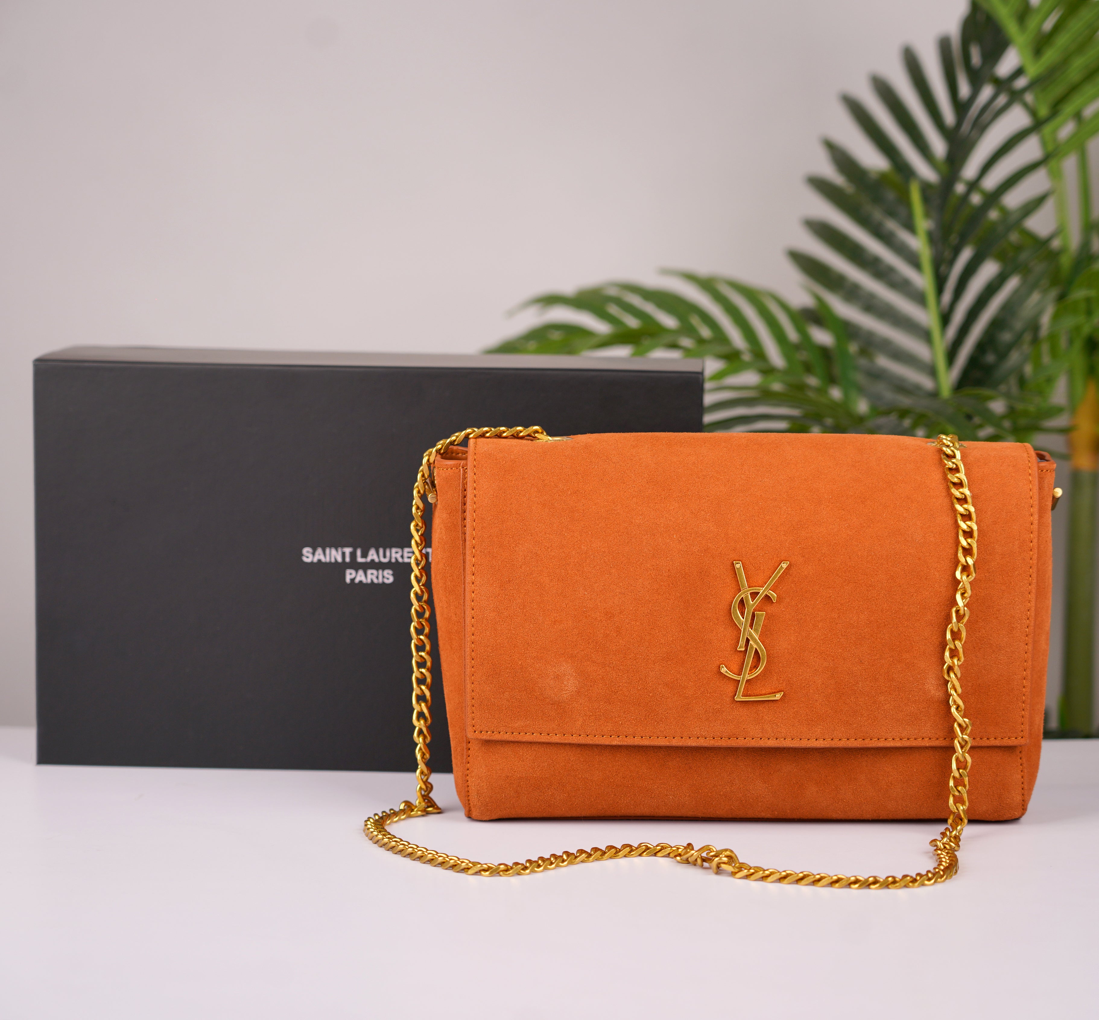 Kate Reversible Suede Shoulder Bag With OG Magnetic Box & Dust Bag (Tan - 1188)