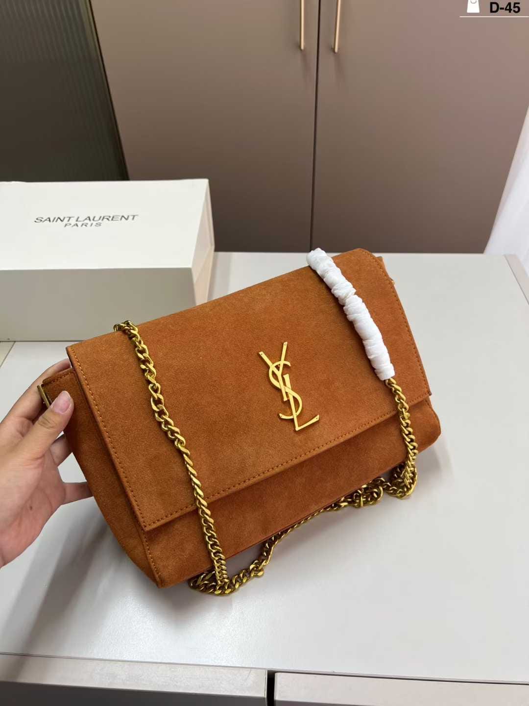 Kate Reversible Suede Shoulder Bag With OG Magnetic Box & Dust Bag (Tan - 1188)