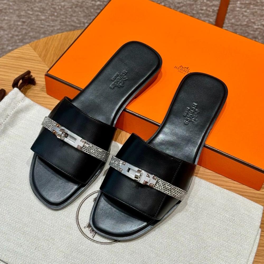 Paris Birkin Premium Flats With OG Box & Carry Bag (Black 889)