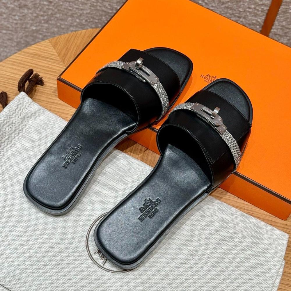 Paris Birkin Premium Flats With OG Box & Carry Bag (Black 889)