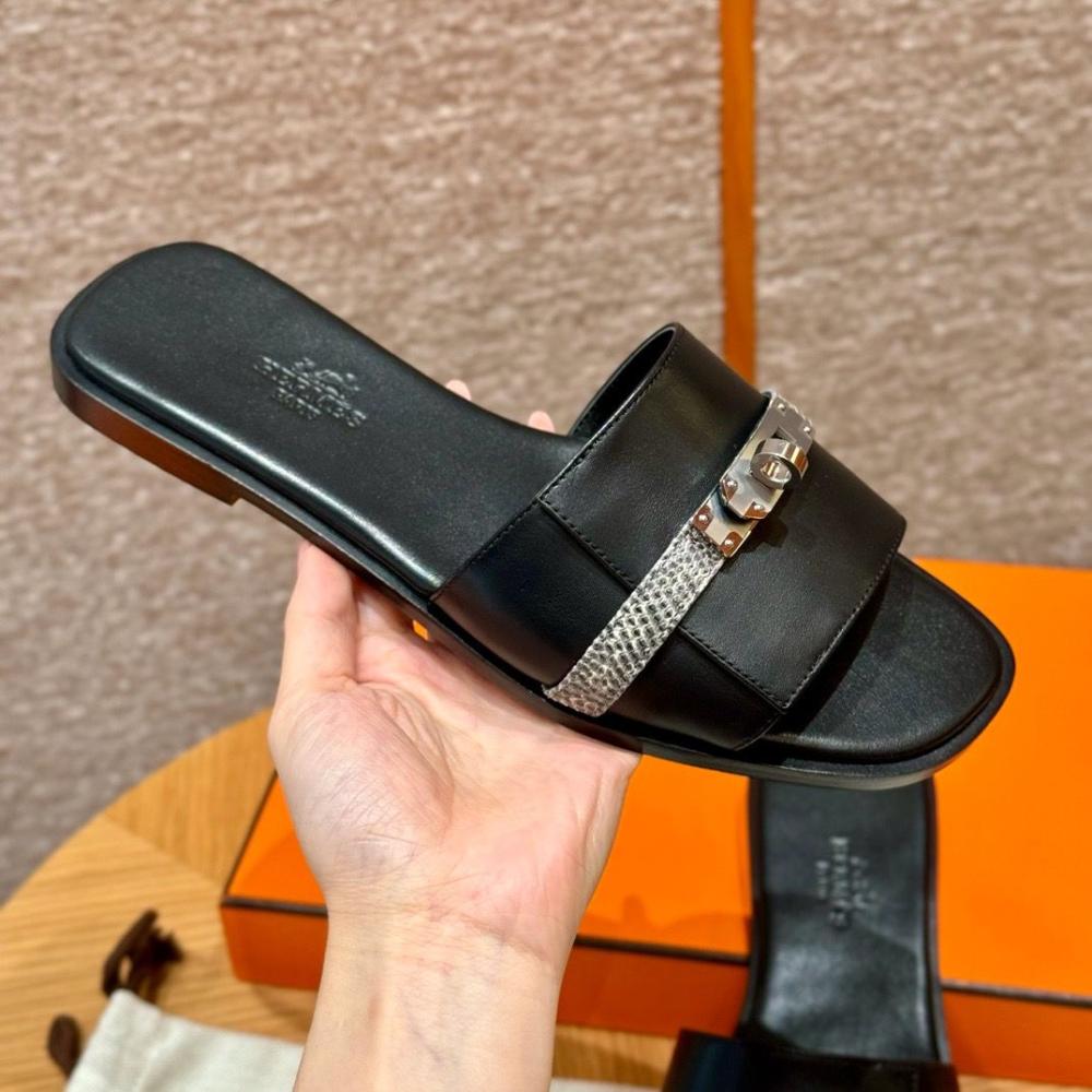 Paris Birkin Premium Flats With OG Box & Carry Bag (Black 889)