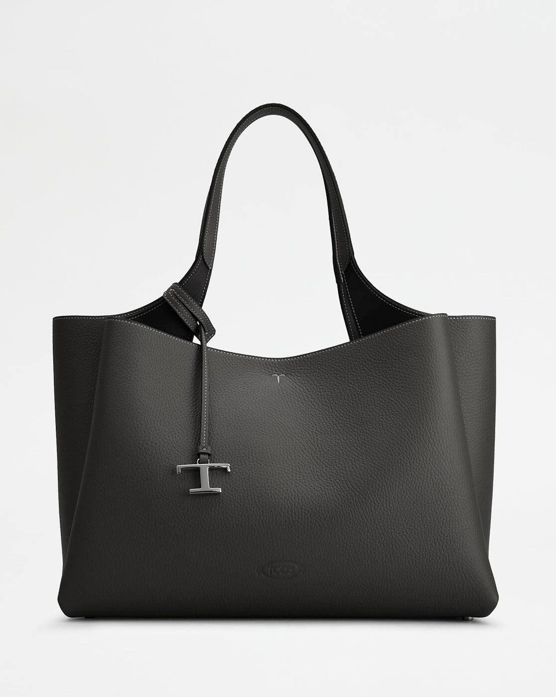 T Timeless Leather Tote Bag With OG Box & Dust Bag (Black - 1129)