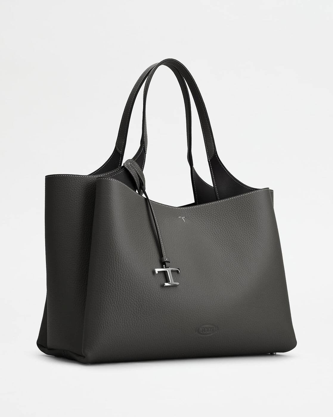 T Timeless Leather Tote Bag With OG Box & Dust Bag (Black - 1129)