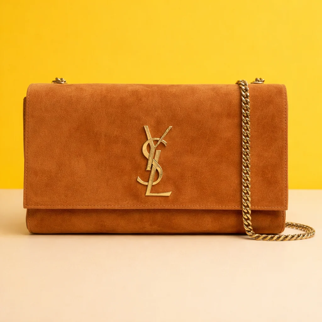 Kate Reversible Suede Shoulder Bag With OG Magnetic Box & Dust Bag (Tan - 1188)