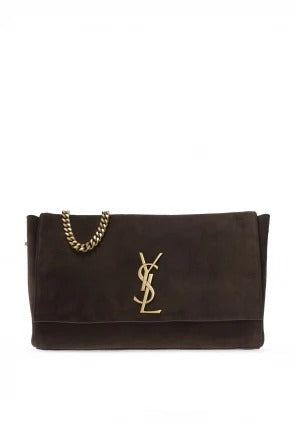 Kate Reversible Suede Shoulder Bag With OG Magnetic Box & Dust Bag (Brown - 1189)