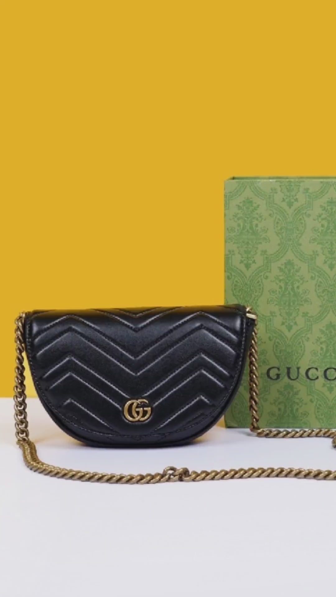 Marmont Moon Premium Shoulder Bag With OG Box & Premium Dust Bag & Carry Bag (Black - 904)