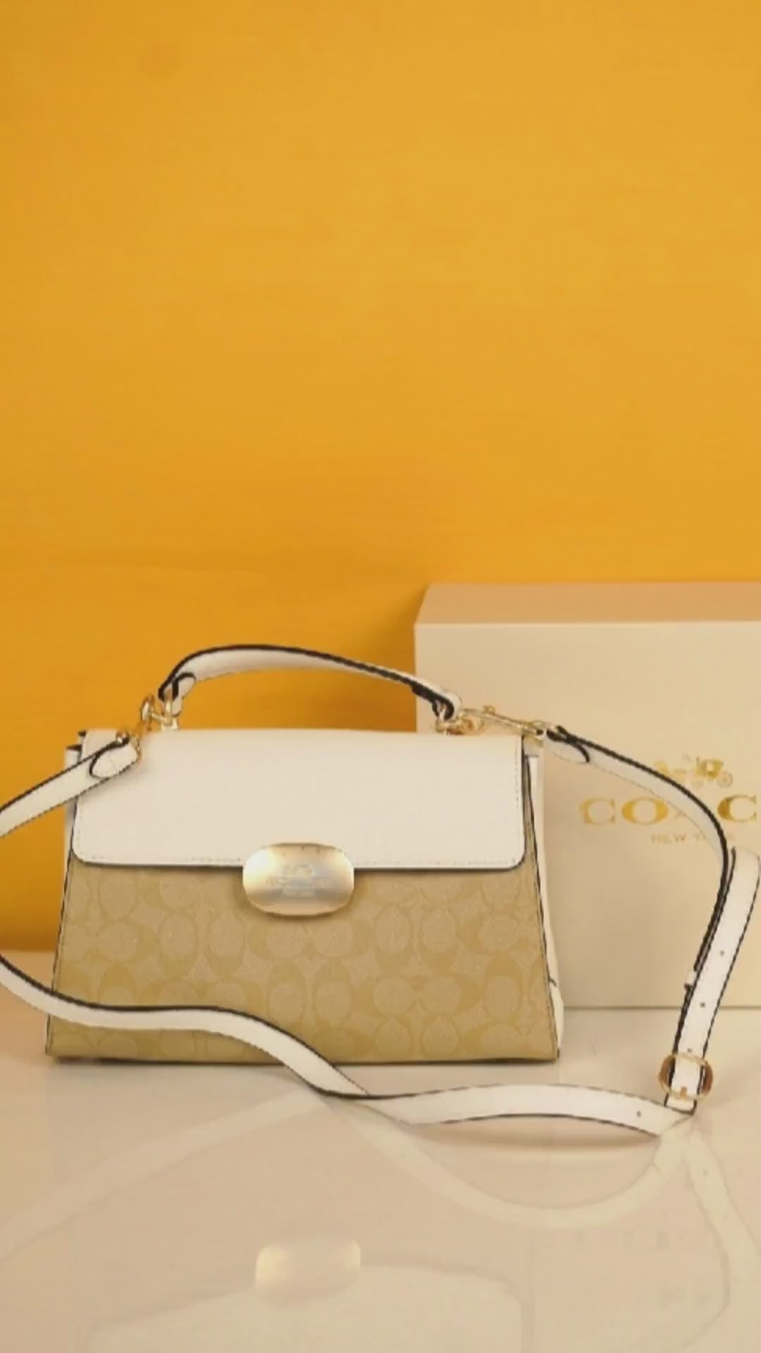 Eliza Top Handle Premium Crossbody Bag With OG Magnetic Gift Box & Dust Bag (White - 914)