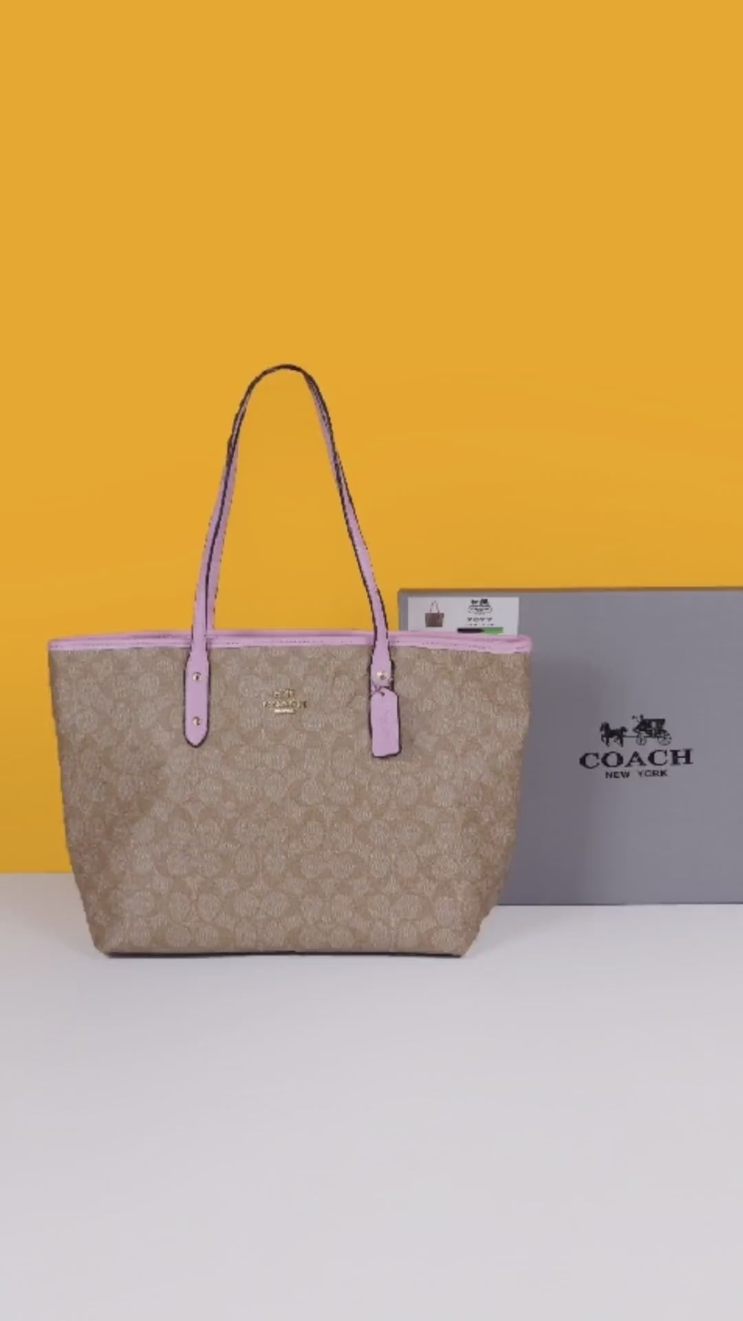 Signature City Tote Bag With OG Box & Dust Bag (Beige Pink - 1127)