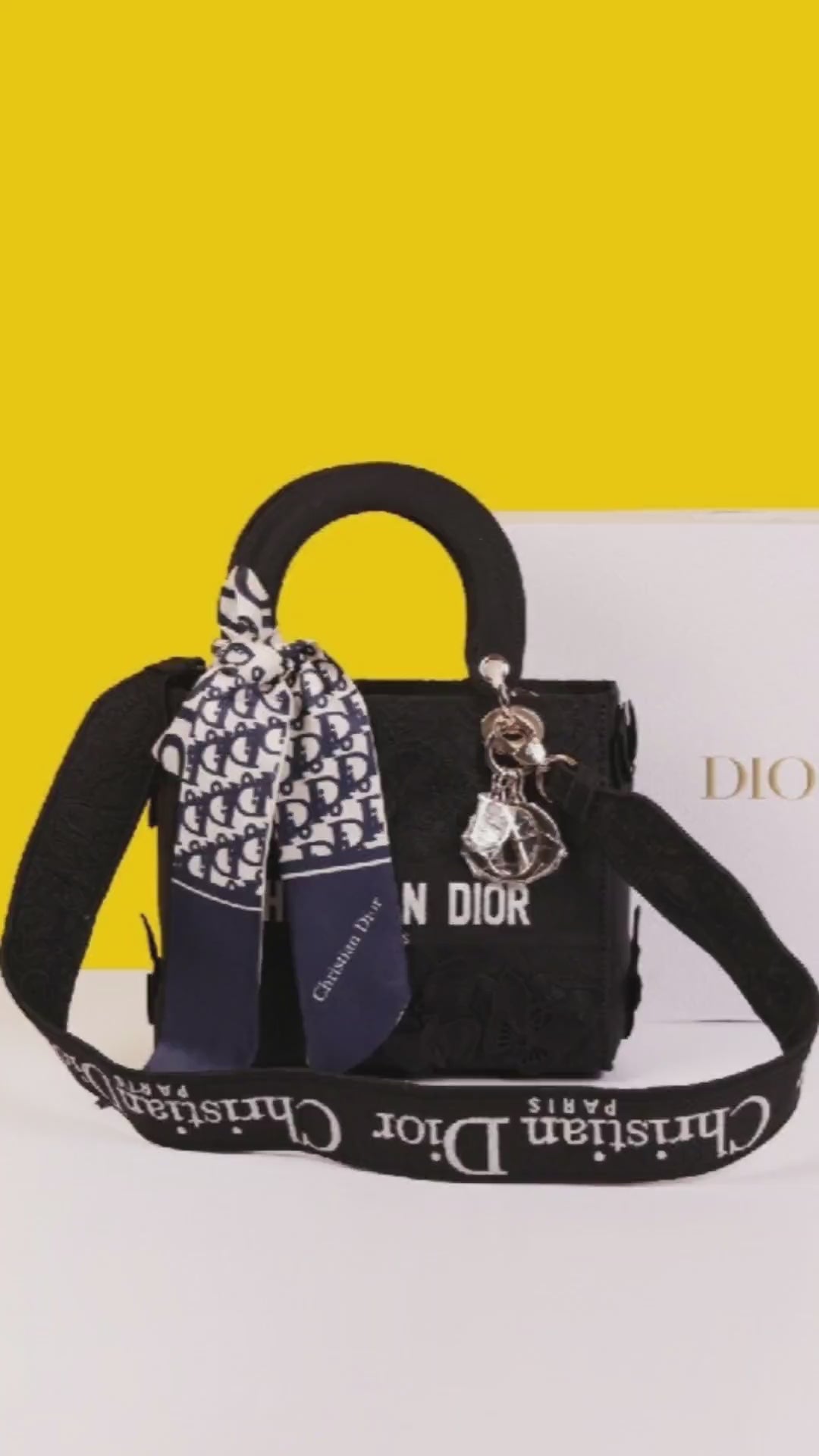 My ABC D-Lite Embroidery Luxurious Quality With OG Magnetic Gift Box & Dust Bag & Scarf (Black - 875)