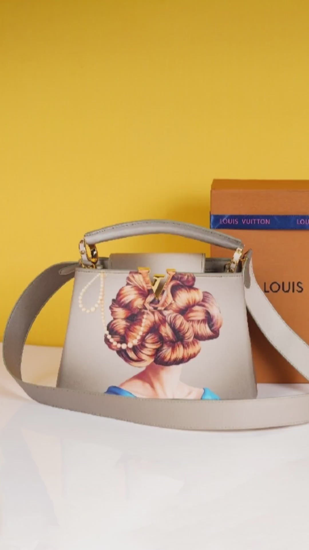 Capucines Artycapucines Premium Quality Leather Bag With OG Magnetic Box & Dust Bag & Extra Shoulder Strap (White - 713)