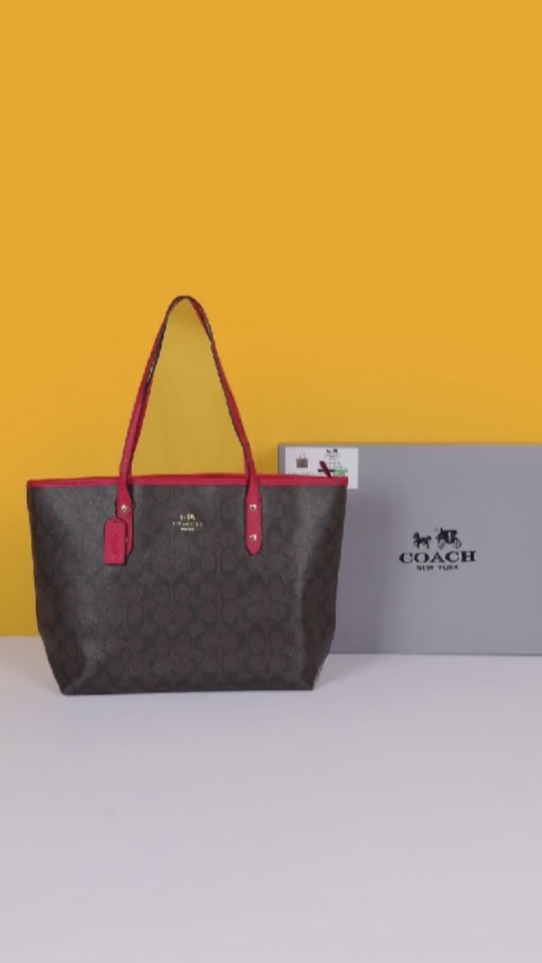 Signature City Tote Bag With OG Box & Dust Bag (Dark Brown - 829)