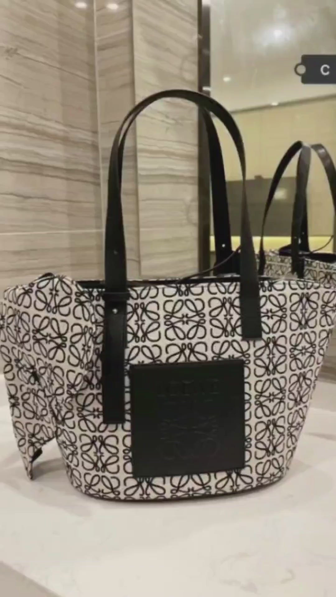Elephant Anagram Premium Edition Basket Tote Bag With Dust Bag (Black - 700)