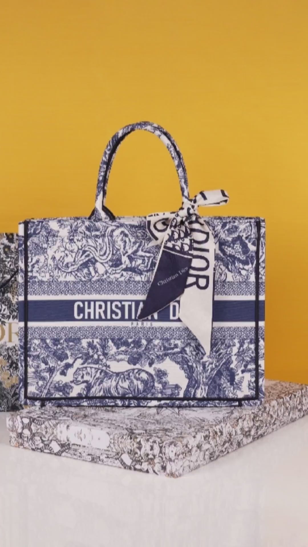 Book Tote Blue With OG Box & Dust Bag & Scarf (Blue Tiger - 572)