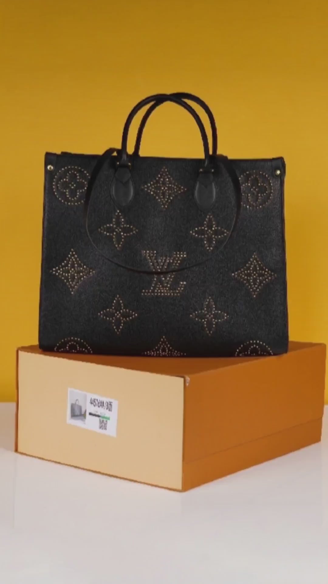 On The Go Premium Monogram Empreinte Leather Tote Bag With OG Magnetic Box & Dust Bag (Black - 649)