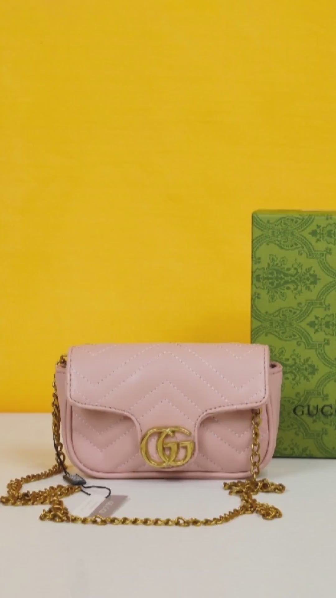 Marmont Mini Matelasse Shoulder Bag With OG Box & Dust Bag (Pink - 908)