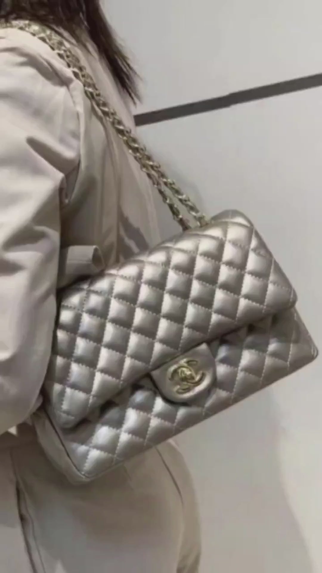 Classic Jumbo Flap Shoulder Bag With OG Box & Dust Bag (Silver - 795)