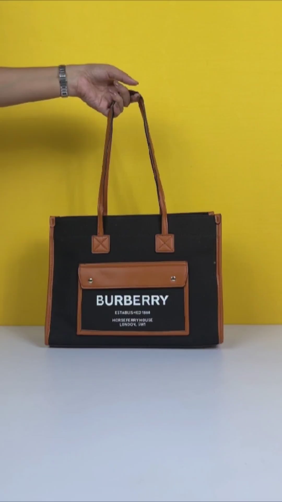 Horseferry London Tote Bag With Dust Bag (Black Brown - 985)