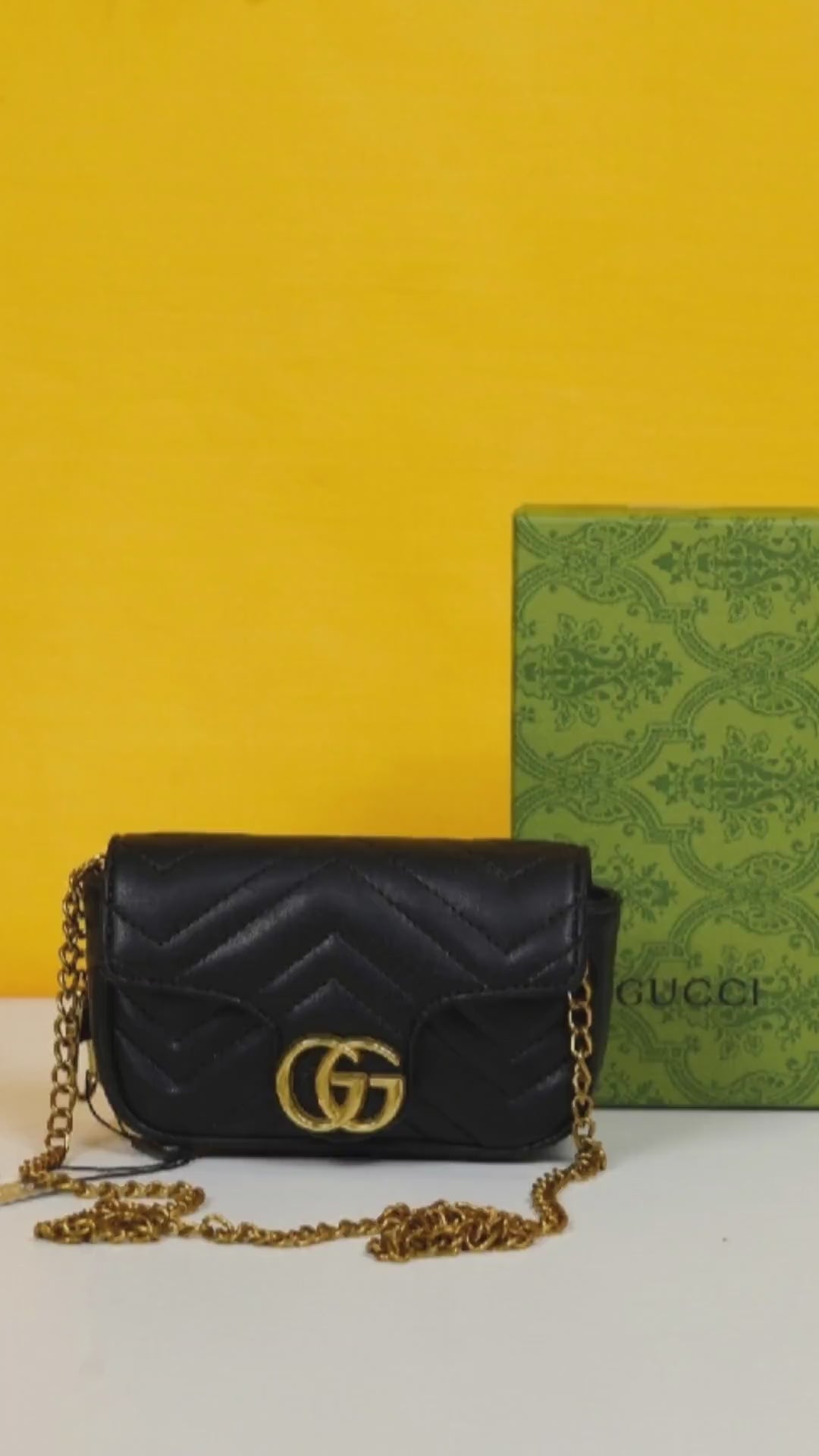 Marmont Mini Matelasse Shoulder Bag With OG Box & Dust Bag (Black - 906)