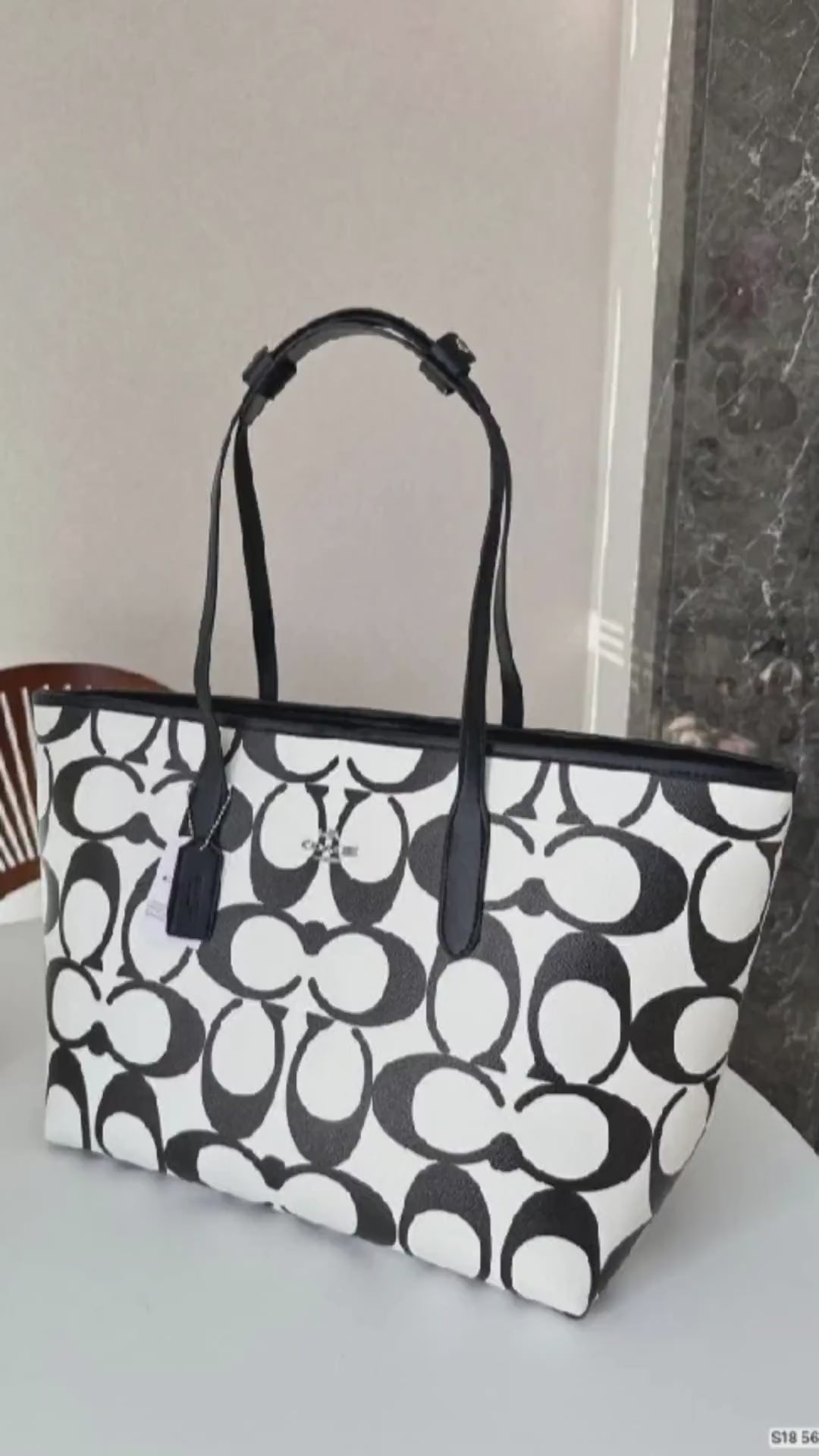 Signature City Limited Edition Premium Tote Bag With OG Magnetic Box & Dust Bag (Black White - 874)