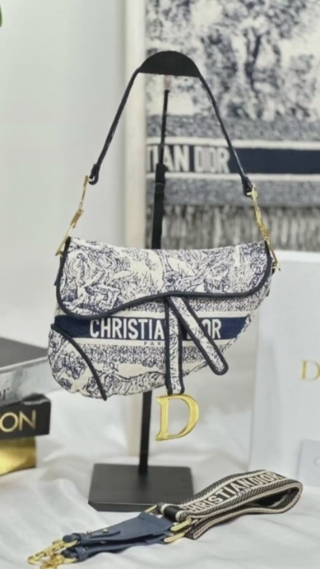 Saddle Blue Embroidery With OG Box & Dust Bag (Blue Tiger - 1035)