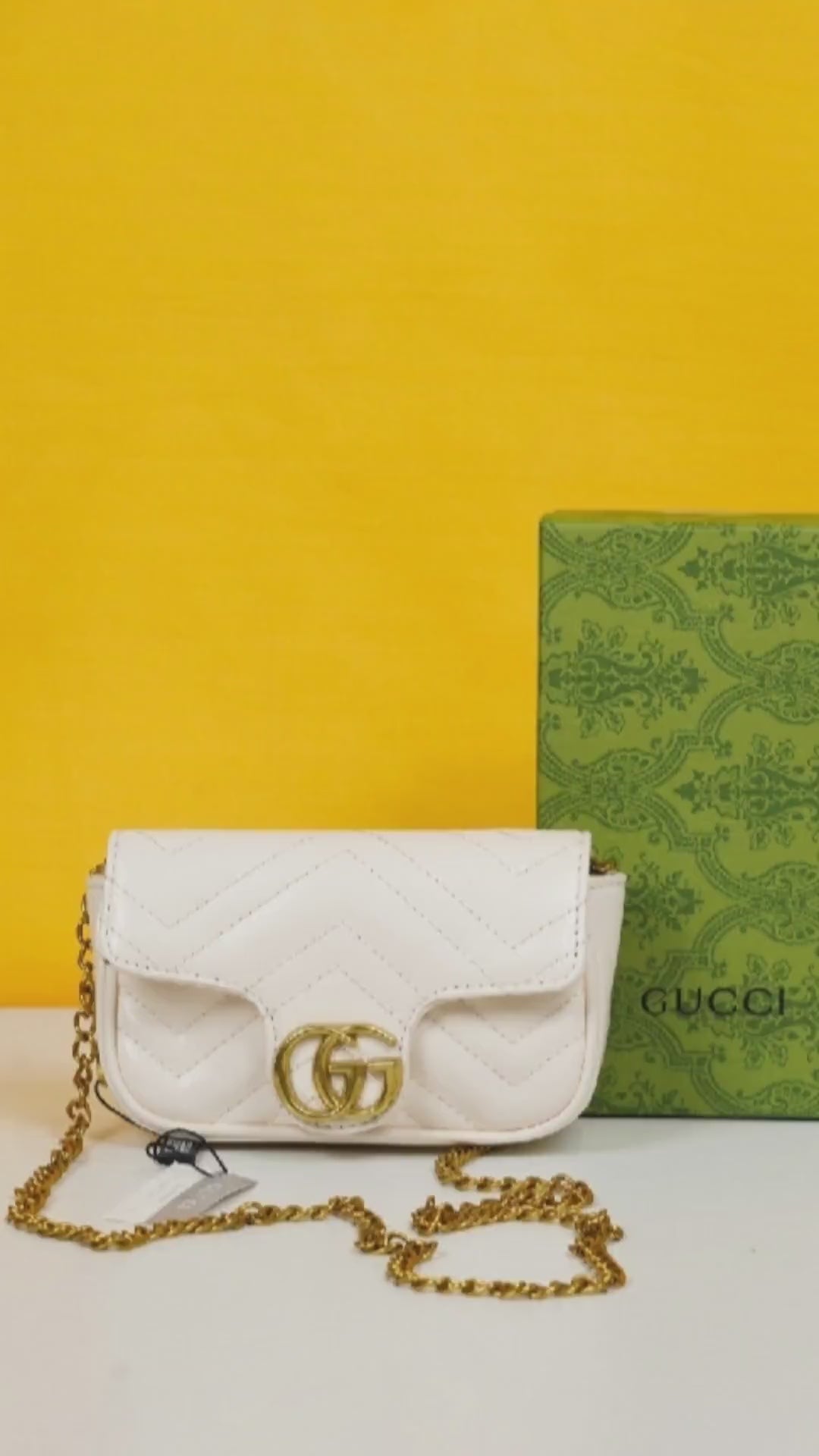 Marmont Mini Matelasse Shoulder Bag With OG Box & Dust Bag (White - 907)