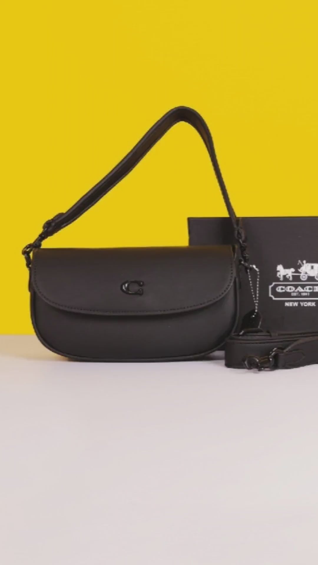 Emmy Saddle Premium Crossbody Shoulder Bag With OG Double Box & Dust Bag (Black - 1003)